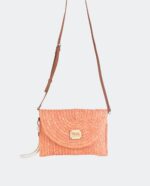 Cartera bandolera paja natural naranja